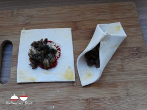 Ciastka z ciasta francuskiego na słono z pieczarkami 10